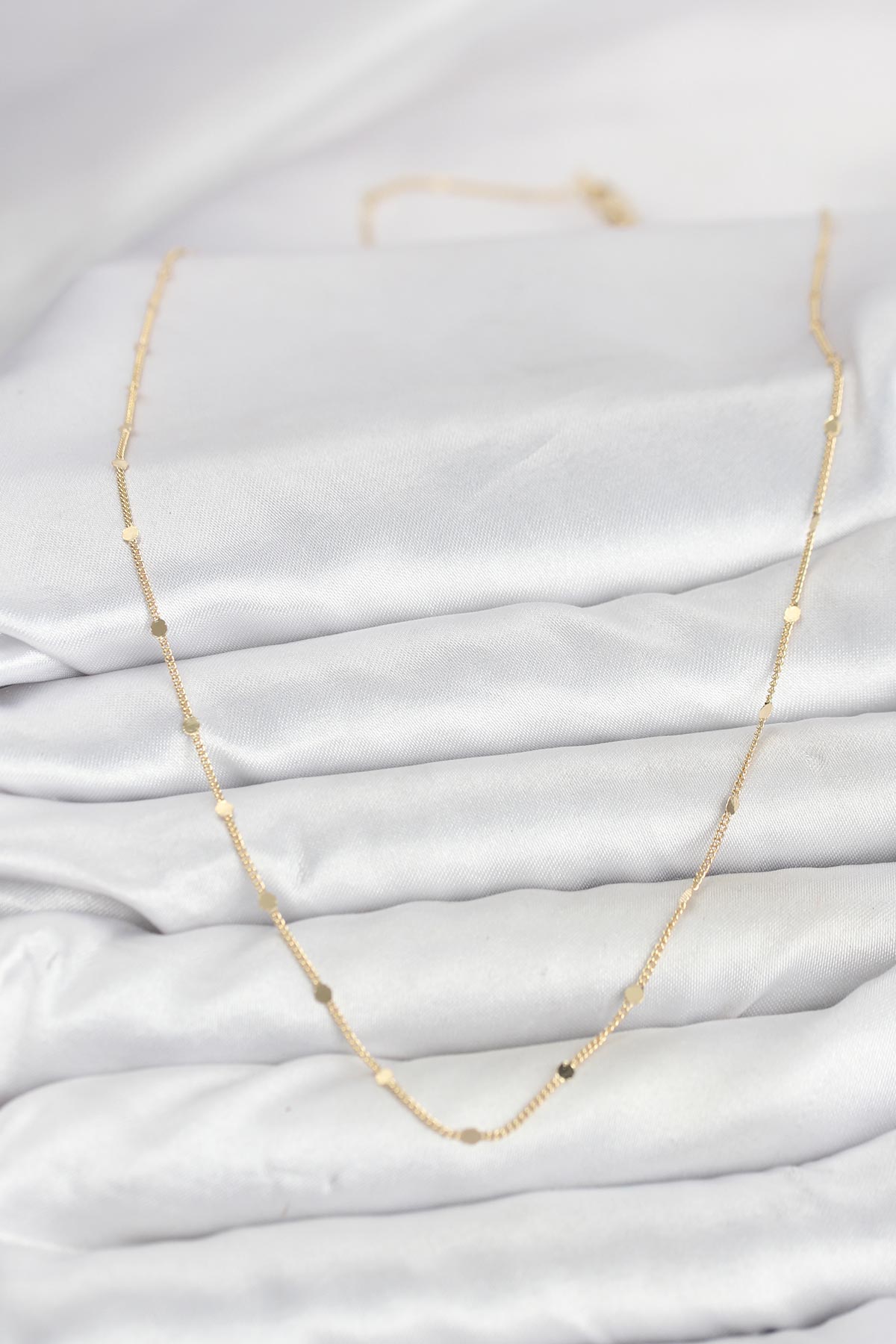 CM 14K Gold Renk Ezme Pul Model 60 cm Kadın Kolye