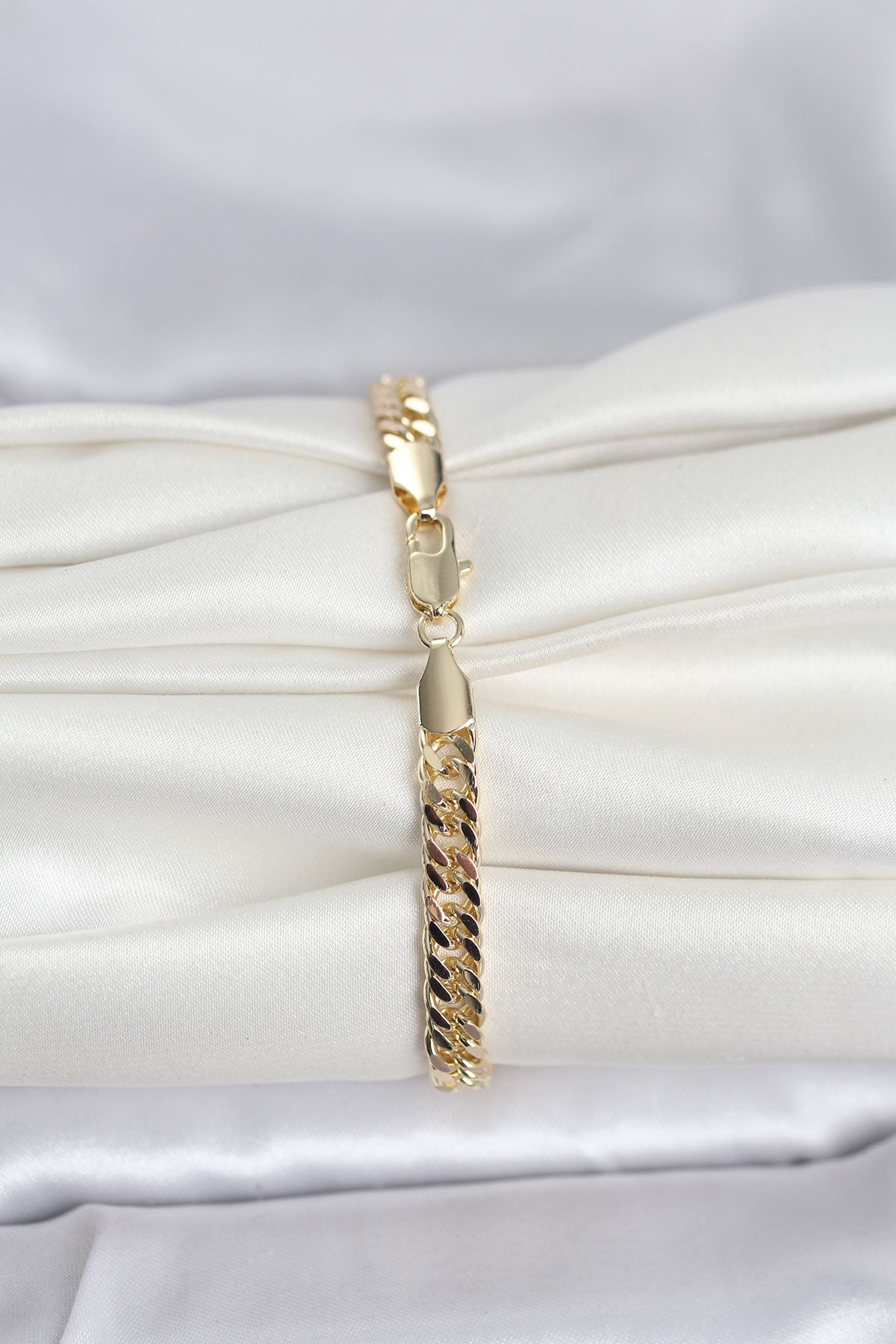 CM 14K Gold Renk Kalın Zincir Model Kadın Bileklik