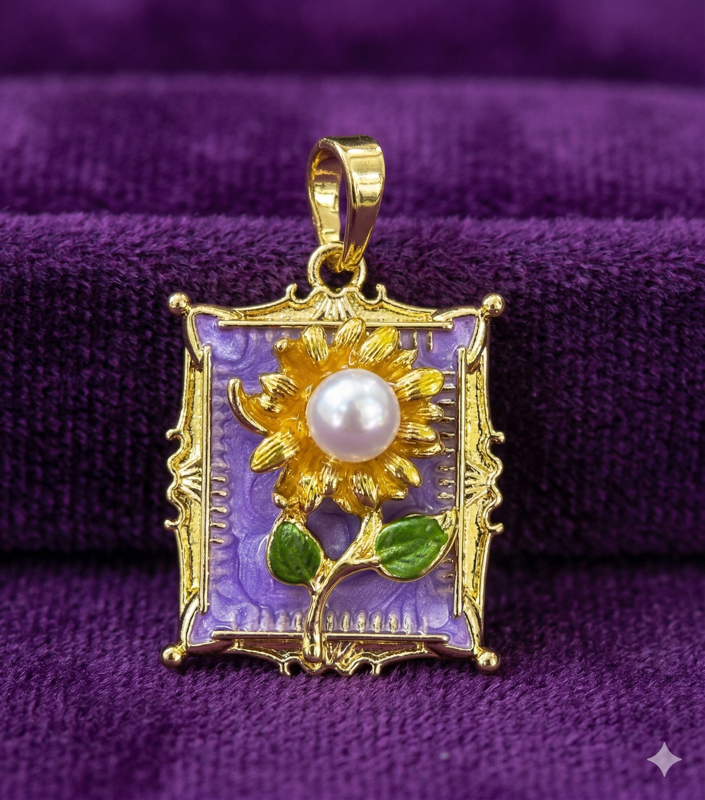 🌻 Mor Zarafet Güneş Çiçeği Kolye Ucu 💜✨