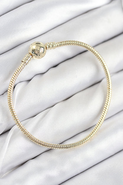 Pirinç Charm Topcuk Model Gold Renk Kadın Bileklik