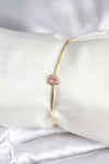 Pembe Zirkon Taşlı Kalp Model Gold Renk Kadın Bileklik