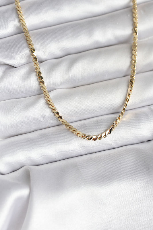 14K Gold Renk Kaplama Ezme Yılan Zincir Model CM Kadın Kolye