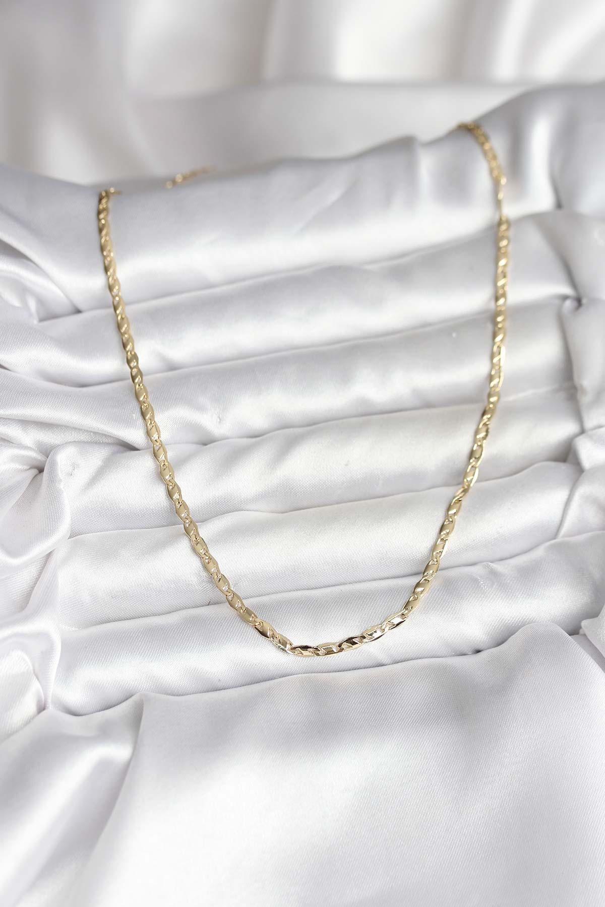14K Gold Renk Kaplama Ezme Zincir Model CM Kadın Kolye
