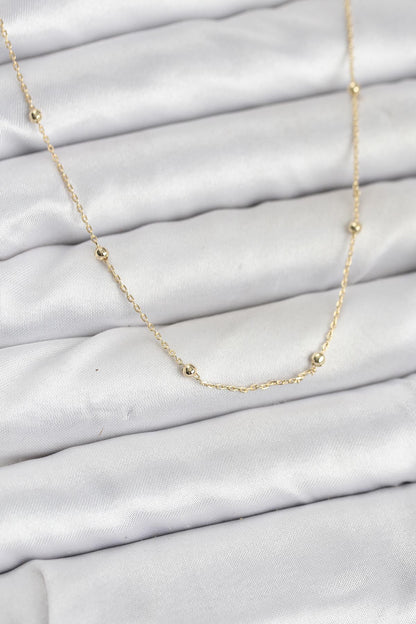 CM 14K Gold Renk Minik Top Zincirli Kadın Kolye