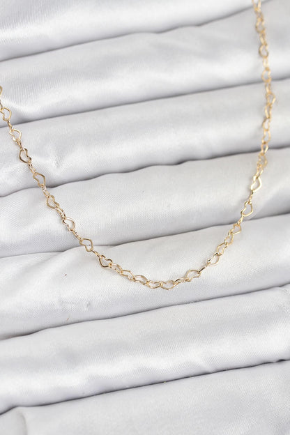 CM 14K Gold Renk Kalp Zincirli Kadın Kolye
