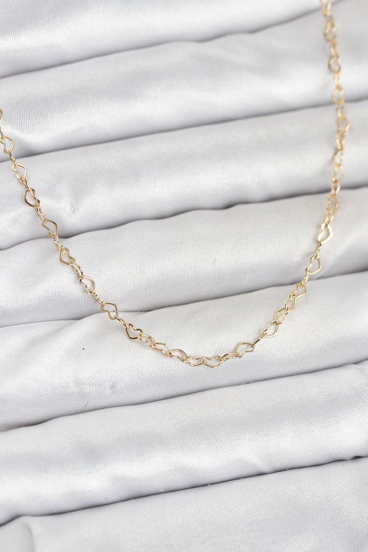 CM 14K Gold Renk Kalp Zincirli Kadın Kolye