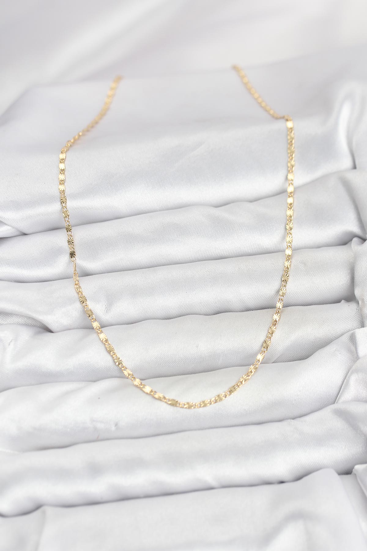 CM 14K Gold Renk Lazer İnce Zincirli Kadın Kolye
