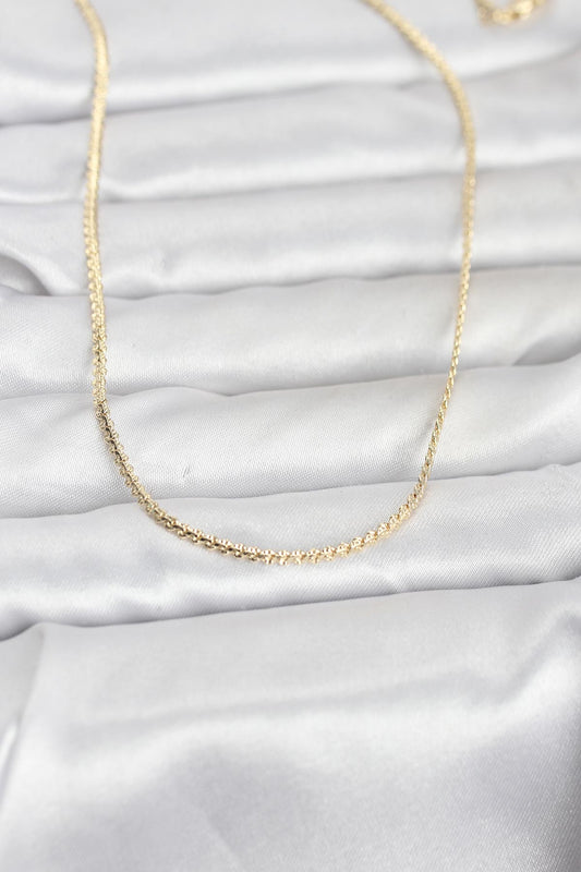 CM 14K Gold Renk Yassı Zincir Model 60 cm Kadın Kolye