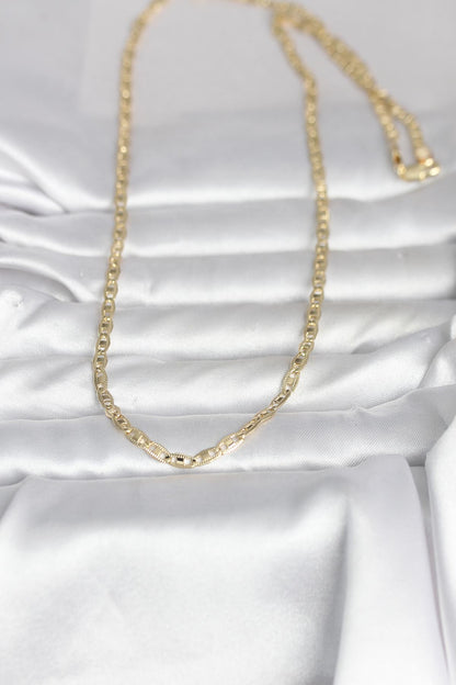 CM 14K Gold Renk Lazer Kesim Zincirli Model 60 cm Kadın Kolye
