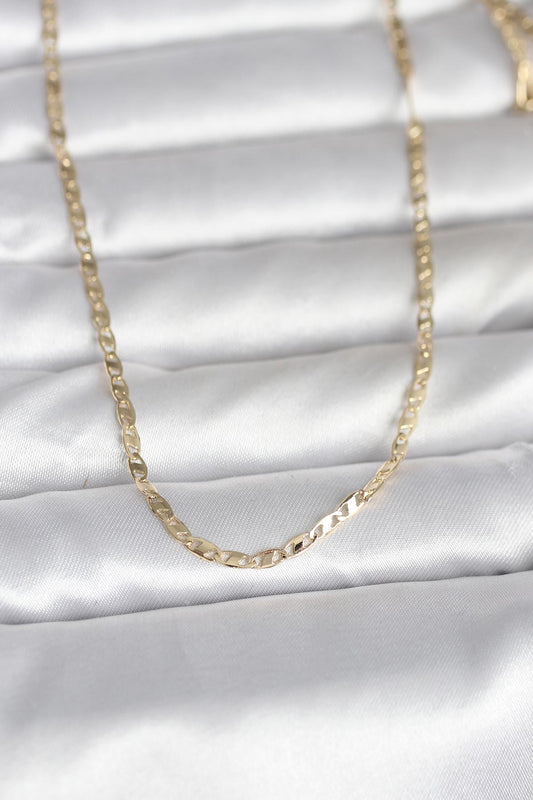 CM 14K Gold Renk Yassı Zincir Model 60 cm Kadın Kolye