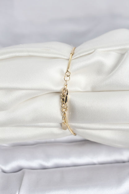CM 14K Gold Renk Barlı Yılan Zincir Model Kadın Bileklik