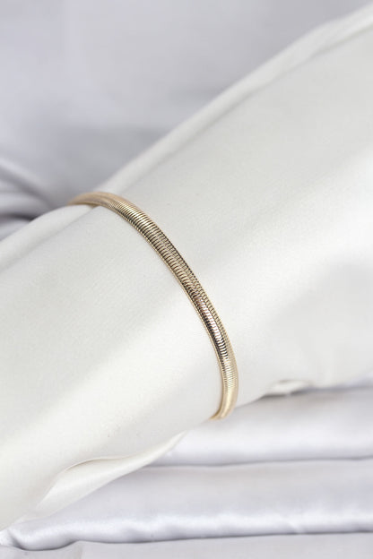 CM 14K Gold Renk Yassı Yılan Zincir Model Kadın Bileklik