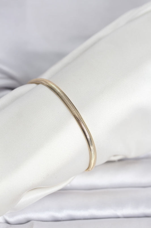 CM 14K Gold Renk Yassı Yılan Zincir Model Kadın Bileklik