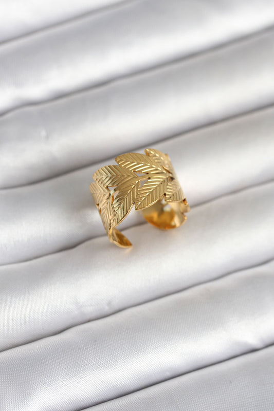316L Çelik Gold Renk Başak Modeli Kadın Yüzük