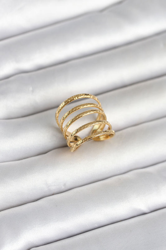 316L Çelik Gold Renk Sıralı Model Kadın Yüzük