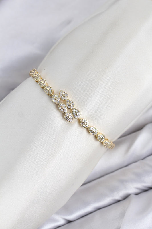 CM Damla Model Zirkon Taşlı VIP Seri Gold Renk Pirinç Kadın Bileklik