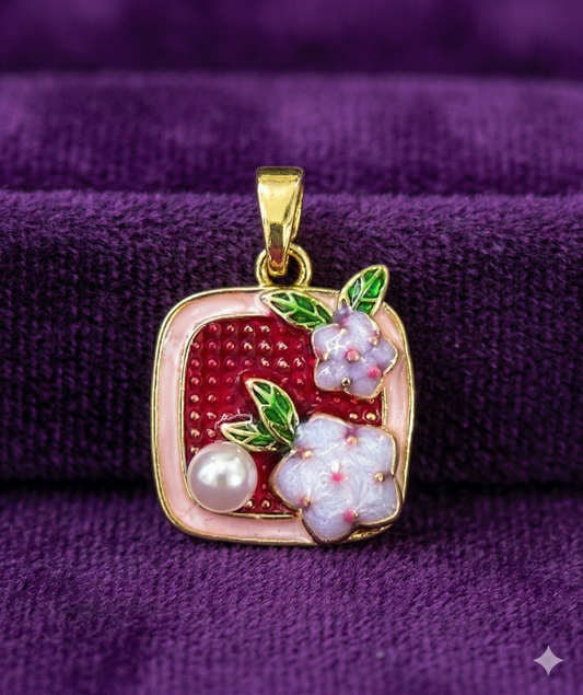 🍒 Kırmızı Bahar Çiçekleri Kolye Ucu 🌸✨
