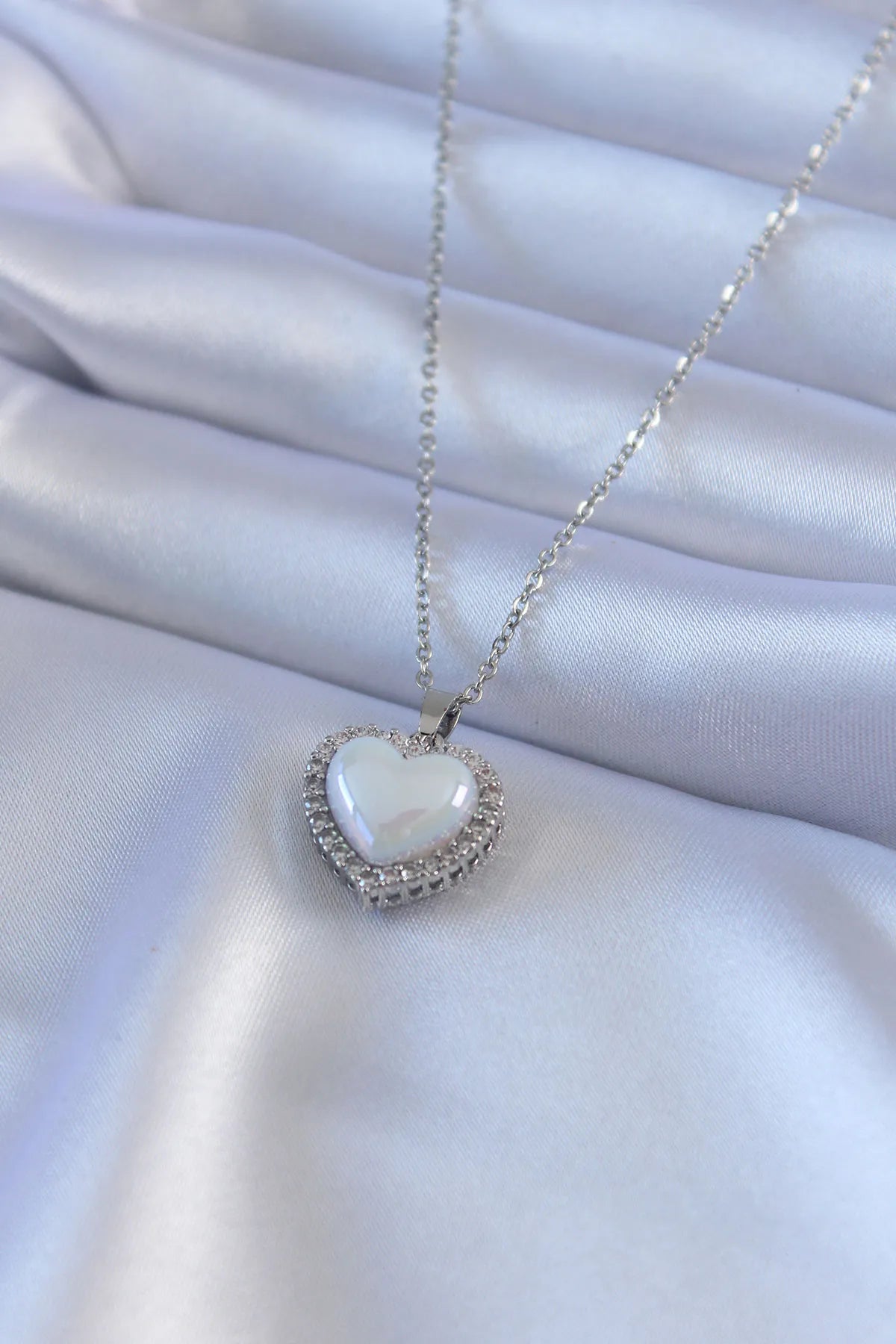 ankajewellery 316L Çelik Gümüş Renk İncili Kolye